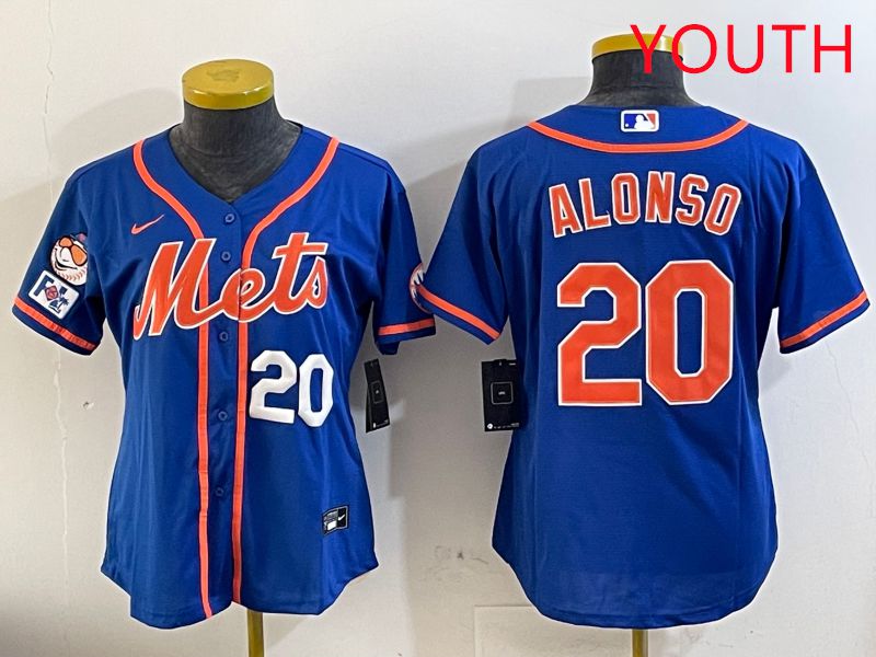 Youth New York Mets #20 Alonso Blue Game Fashion 2025 Nike MLB Jersey style 2